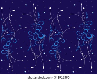 Colorful abstract floral pattern. Seamless vector background. Winter story.