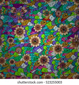 Colorful abstract floral pattern. Vector colorful background.