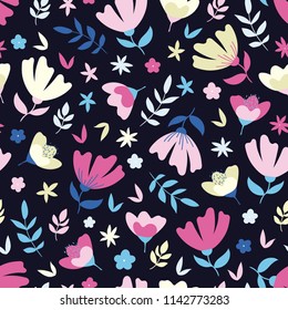 Colorful abstract floral seamless pattern. Vector illustration
