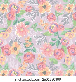 Colorful Abstract Floral seamless pattern design for fashion textiles, graphics, backgrounds and crafts
