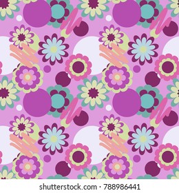 Colorful abstract floral seamless pattern, vector