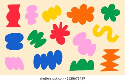 Colorful Abstract Floral Shapes Bundle. A vibrant collection of 14 colorful abstract floral shapes, perfect for adding a playful and modern touch to your design projects