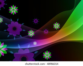 Colorful Abstract Floral Wave Background Original Vector Illustration