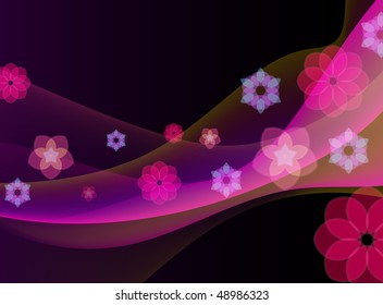 Colorful Abstract Floral Wave Background Original Vector Illustration