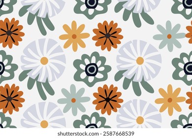 Colorful abstract flower art seamless pattern 