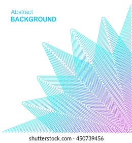 Colorful abstract flower background in linear style. Blue purple lines flower isolated on white background. Modern business and technology background for design, business cards, form style. Vector.