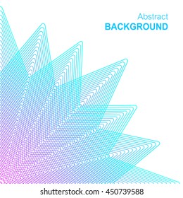 Colorful abstract flower background in linear style. Blue purple lines flower isolated on white background. Modern business and technology background for design, business cards, form style. Vector.