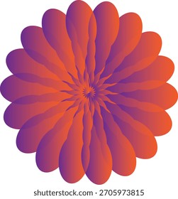 Colorful abstract flower design with gradient petals in purple and orange shades