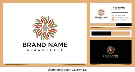 Colorful abstract flower logo design, star abstract logo design