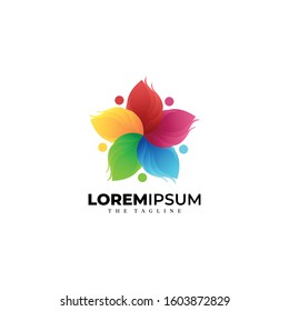 COLORFUL ABSTRACT FLOWER LOGO VECTOR PREMIUM