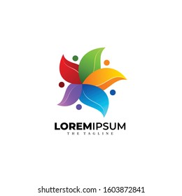 COLORFUL ABSTRACT FLOWER LOGO VECTOR PREMIUM
