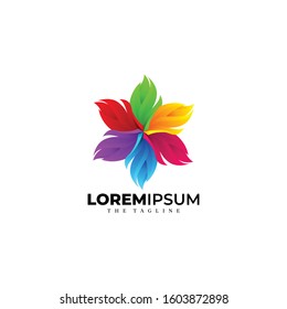 COLORFUL ABSTRACT FLOWER LOGO VECTOR PREMIUM