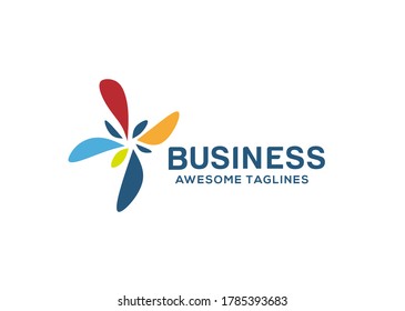 Colorful abstract flower logo vector illustration