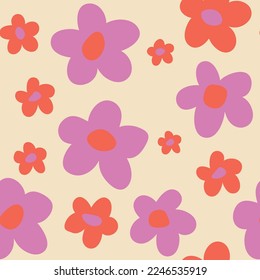 colorful abstract flower seamless pattern, y2k background