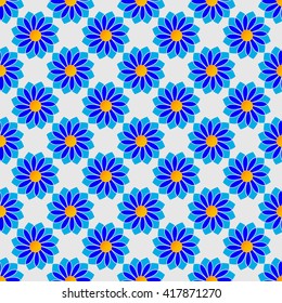 Colorful abstract flower seamless pattern. Vector illustration