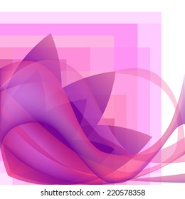 Colorful abstract flower with waves on a square gradient background pink
