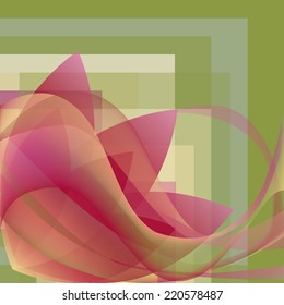 Colorful abstract flower with waves on a square gradient background