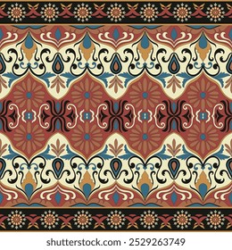 colorful abstract flowers seamless Ethnic Tribal Patterns, Fabric Patterns, Wallpaper