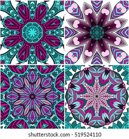 Colorful abstract flowers. Seamless pattern