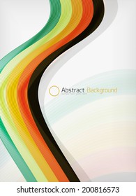 Colorful abstract flowing elegant lines design template with copy space