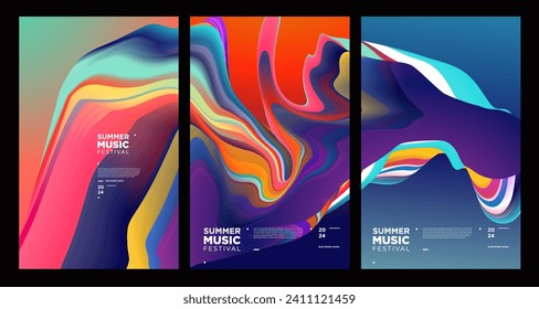 Colorful Abstract Fluid Electronic Summer Music Festival Vector Banner