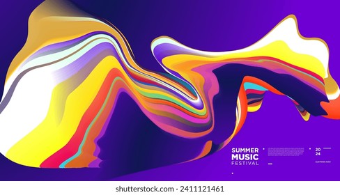 Colorful Abstract Fluid Electronic Summer Music Festival Vector Banner