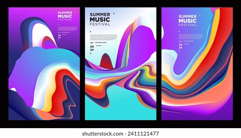 Colorful Abstract Fluid Electronic Summer Music Festival Vector Banner
