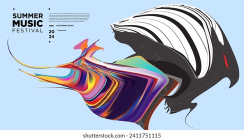 Colorful Abstract Fluid Electronic Summer Music Festival Vector Banner