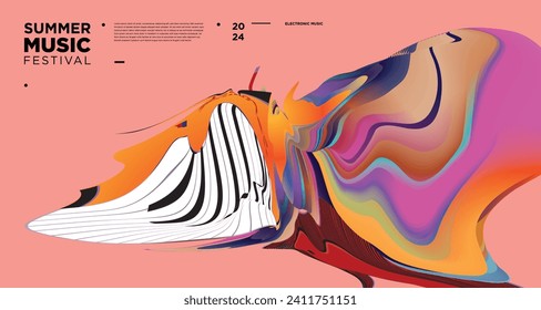 Colorful Abstract Fluid Electronic Summer Music Festival Vector Banner