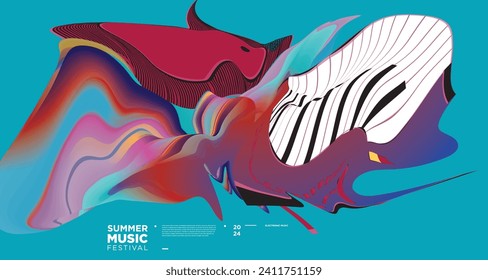 Colorful Abstract Fluid Electronic Summer Music Festival Vector Banner
