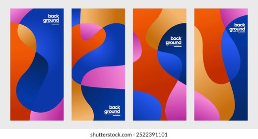 colorful abstract fluid gradient pattern background set template
