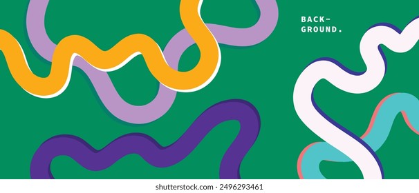 Colorful abstract fluid lines background template copy space. Creative modern backdrop design.