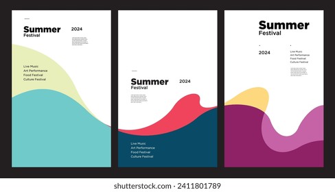 Colorful Abstract Fluid Minimalist Summer Background Festival Vector Banner