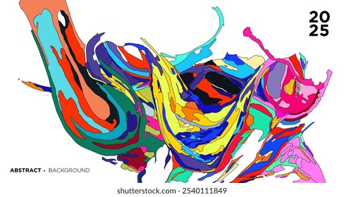 Colorful abstract fluid psychedelic background New Year 2025