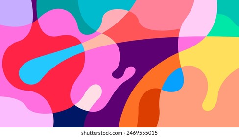 Fondo plano colorido abstracto fluido y psicodélico para la fiesta de vacaciones de verano