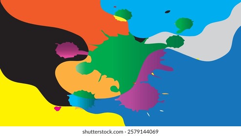Colorful abstract fluid and psychedelic flat background for summer holiday party