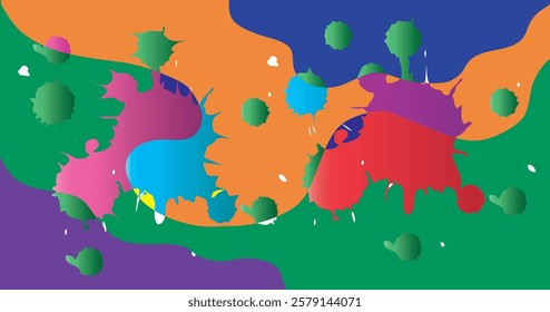 Colorful abstract fluid and psychedelic flat background for summer holiday party