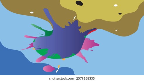 Colorful abstract fluid and psychedelic flat background for summer holiday party