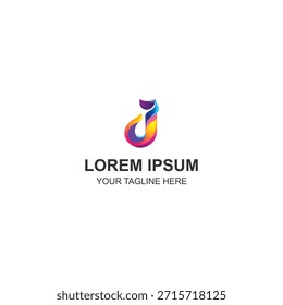 Colorful abstract fluid shape forming letter J, for modern creative brand identity.