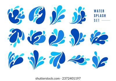 Colorido conjunto de iconos para el diseño del logotipo de la salpicadura de chorro de agua abstracta