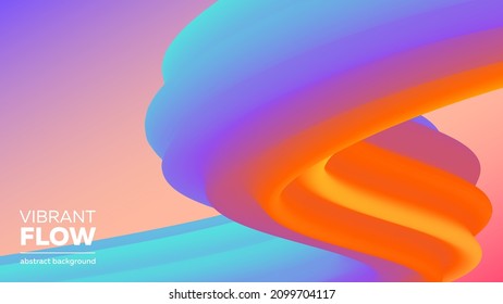 Colorful Abstract fluid wave. Modern poster with gradient 3d flow shape. Innovation background design for cover, landing page. Eps