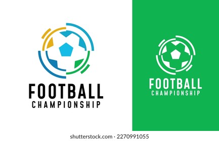 Colorful abstract football logo. Soccer ball for championship or tournament symbol