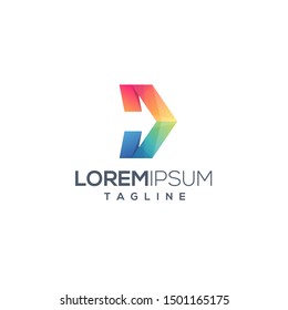 Colorful abstract forward arrow creative concept logo design template vector