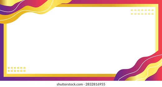 Colorful Abstract Frame Background With Wavy Pink Purple And Yellow Border For Templates