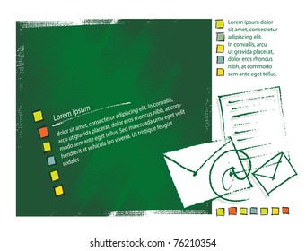 Colorful abstract frame design, mailing motive (drawing, chalk technique, textured grunge vector)