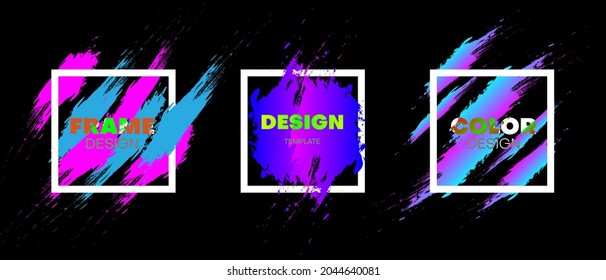 colorful abstract frame design on black background