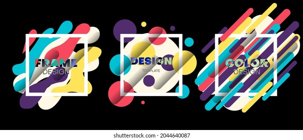 colorful abstract frame design on black background