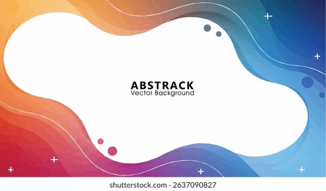 Colorful Abstract Frame: Vibrant Gradient Waves Border with White Space for Text or Image - Modern Design Element with Decorative Shapes
