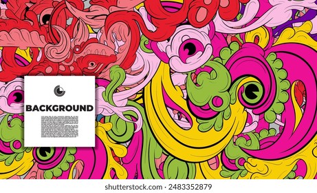 Colorful abstract with fun monsters character. design suits for background concept, wallpaper, cover, book cover, leaflet, flyer, banner, and kid's project