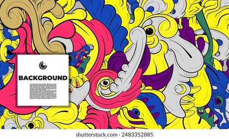 Colorful abstract with fun monsters character. design suits for background concept, wallpaper, cover, book cover, leaflet, flyer, banner, and kid's project